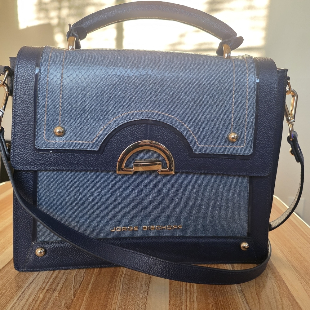 Jorge Bischoff Denim Blue Women's Shoulder Bag - Picture 5 of 13